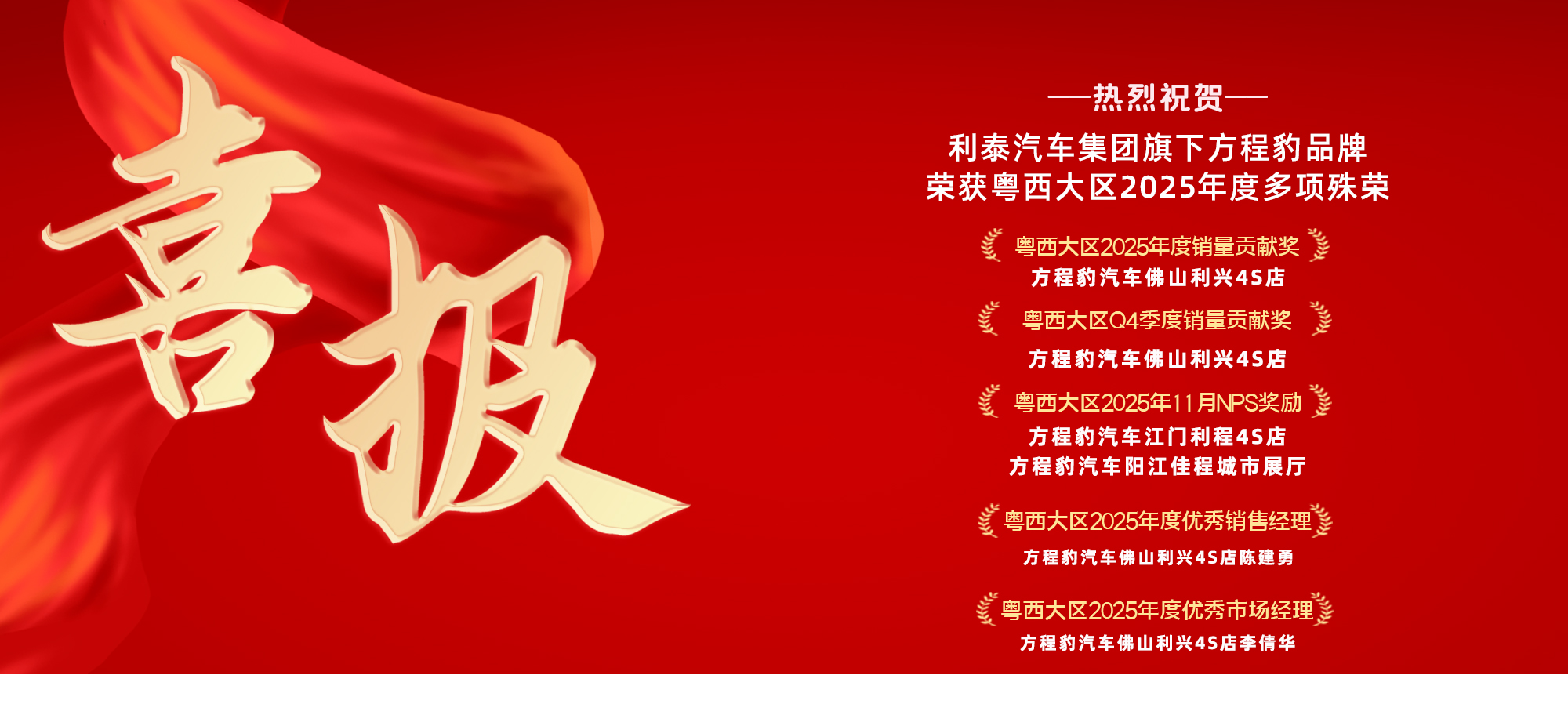 钛度登场，豹启新境！利泰汽车集团荣获方程豹汽车粤西大区2025年度多项殊荣