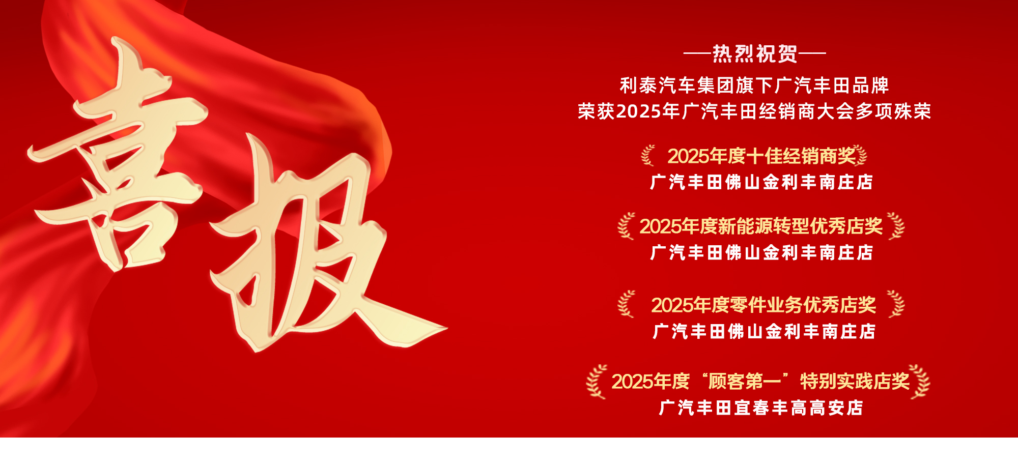 在一起·智未来｜利泰汽车集团荣获2025年广汽丰田经销商大会多项荣誉